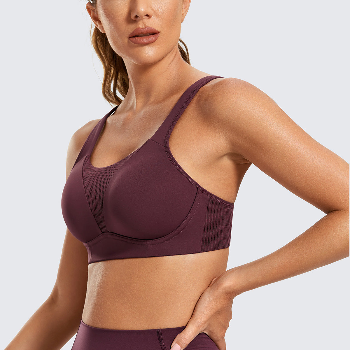 gentle comfort high impact padded sports bra all maroon 2