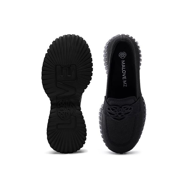 gentleman slip on soft sole platform loafers all black 4