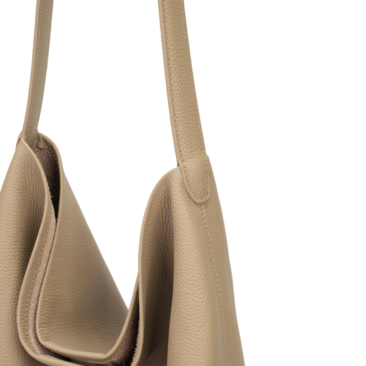 Genuine Cowhide Slouchy Tote Bag 2-in-1 Set – Large Capacity Underarm Shoulder Bag with Drawstring Pouch