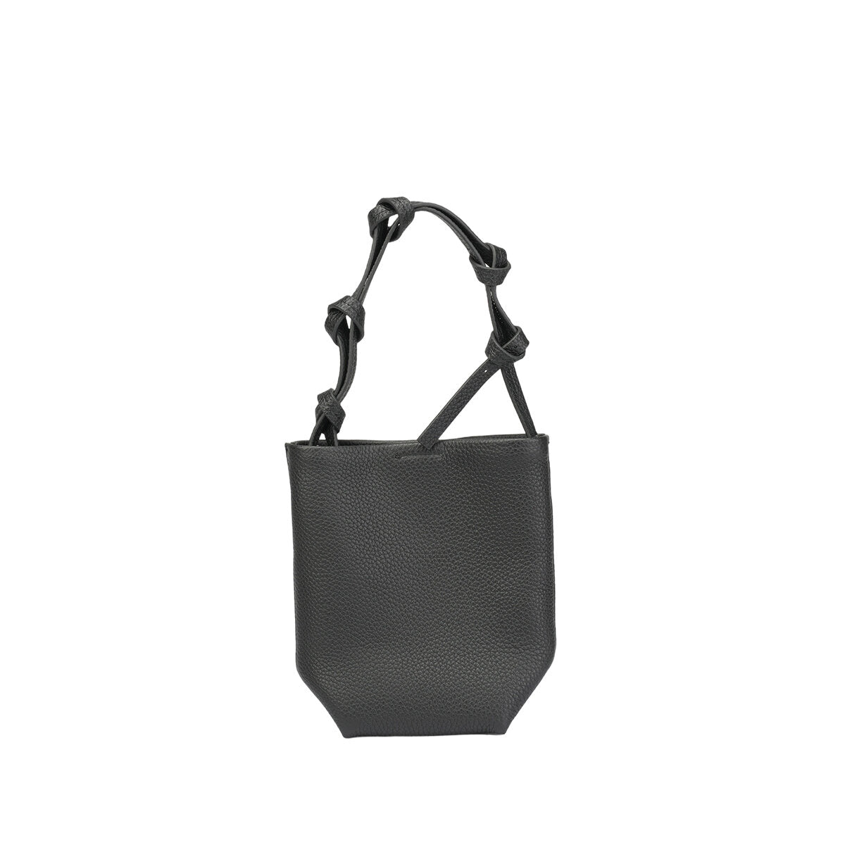 Genuine Tuscany Leather Mini Bucket Bag – Convertible Knotted Strap Crossbody Handbag