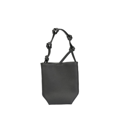 Genuine Tuscany Leather Mini Bucket Bag – Convertible Knotted Strap Crossbody Handbag