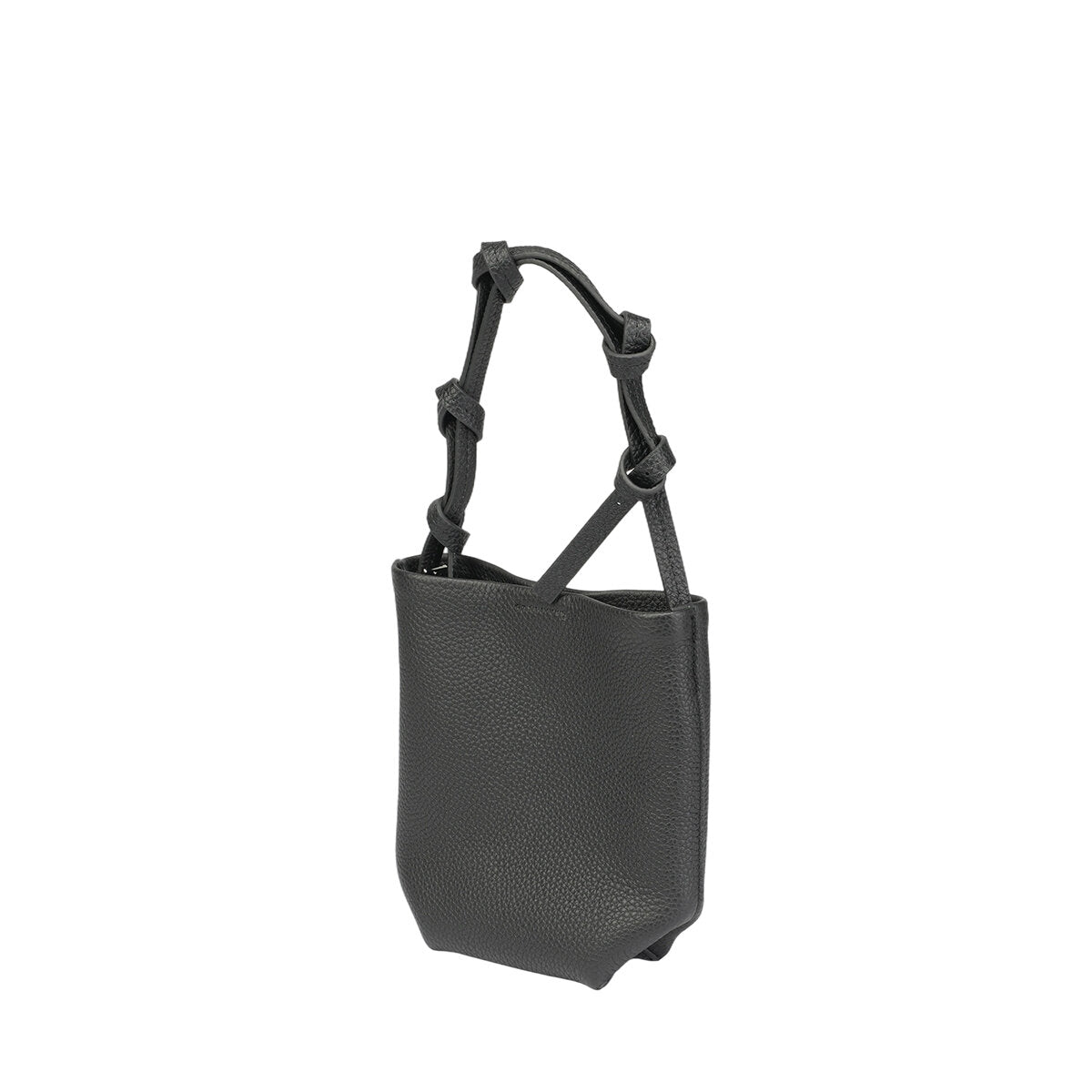 Genuine Tuscany Leather Mini Bucket Bag – Convertible Knotted Strap Crossbody Handbag