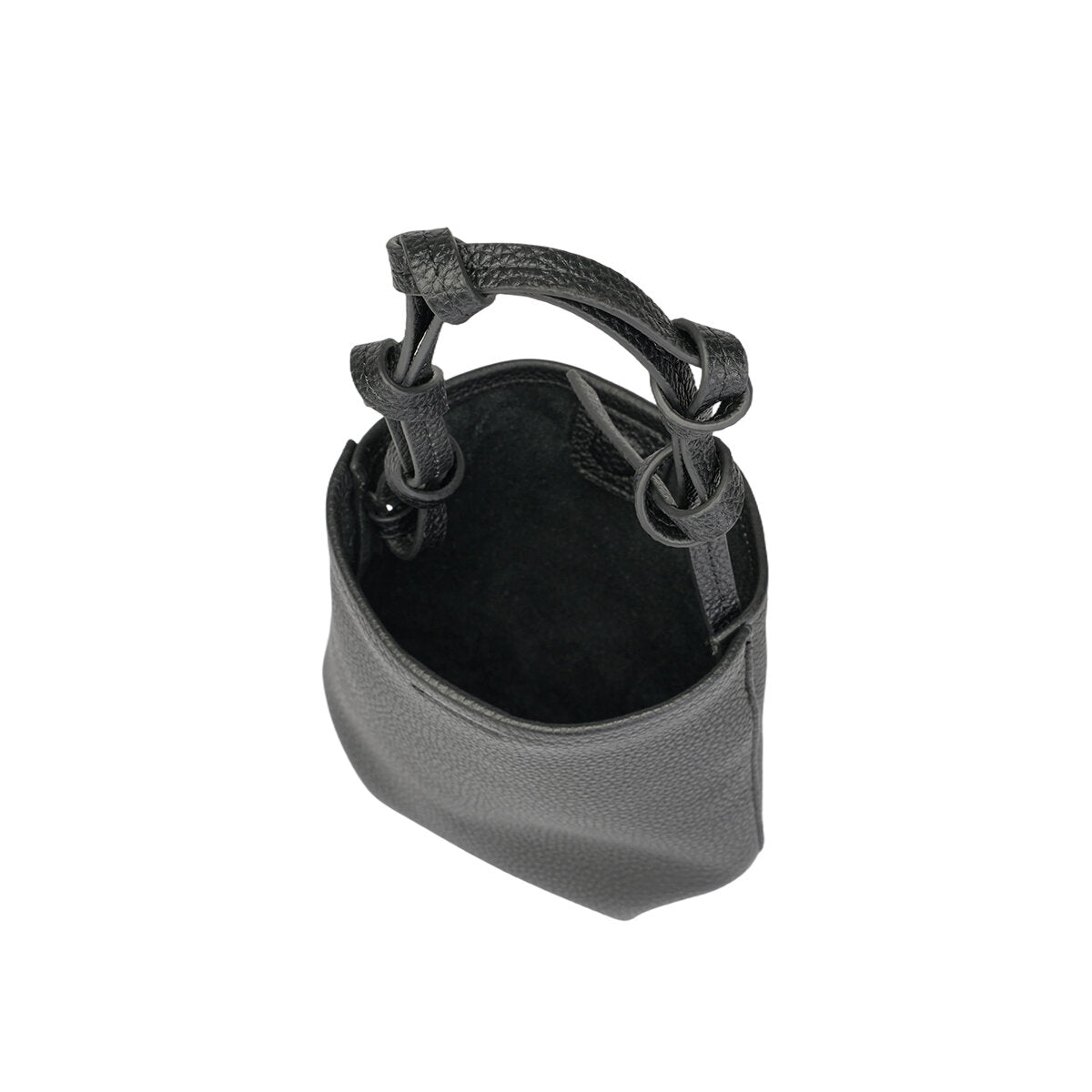 Genuine Tuscany Leather Mini Bucket Bag – Convertible Knotted Strap Crossbody Handbag