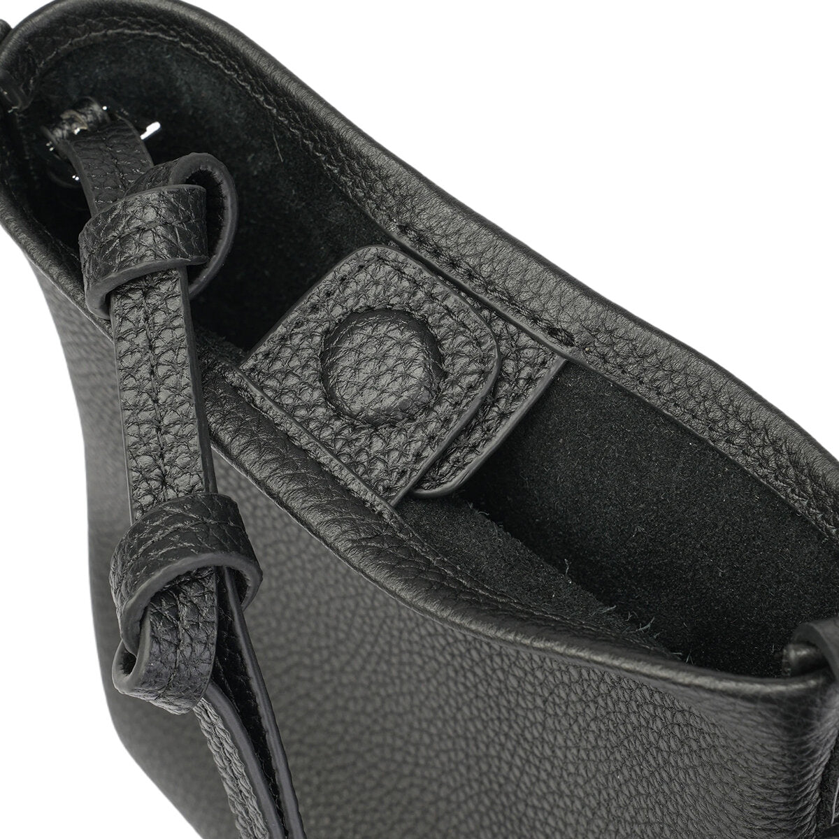 Genuine Tuscany Leather Mini Bucket Bag – Convertible Knotted Strap Crossbody Handbag