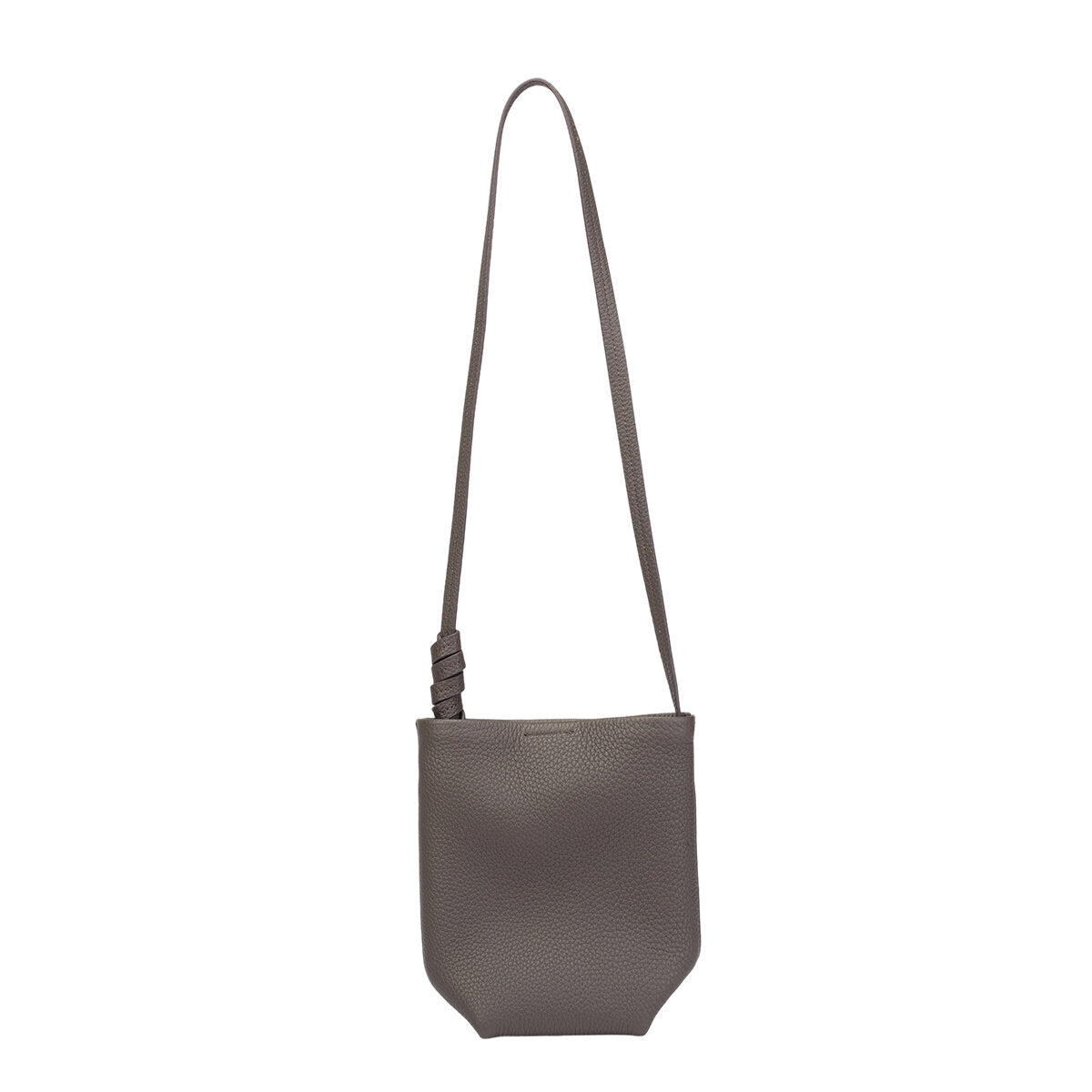 Genuine Tuscany Leather Mini Bucket Bag – Convertible Knotted Strap Crossbody Handbag