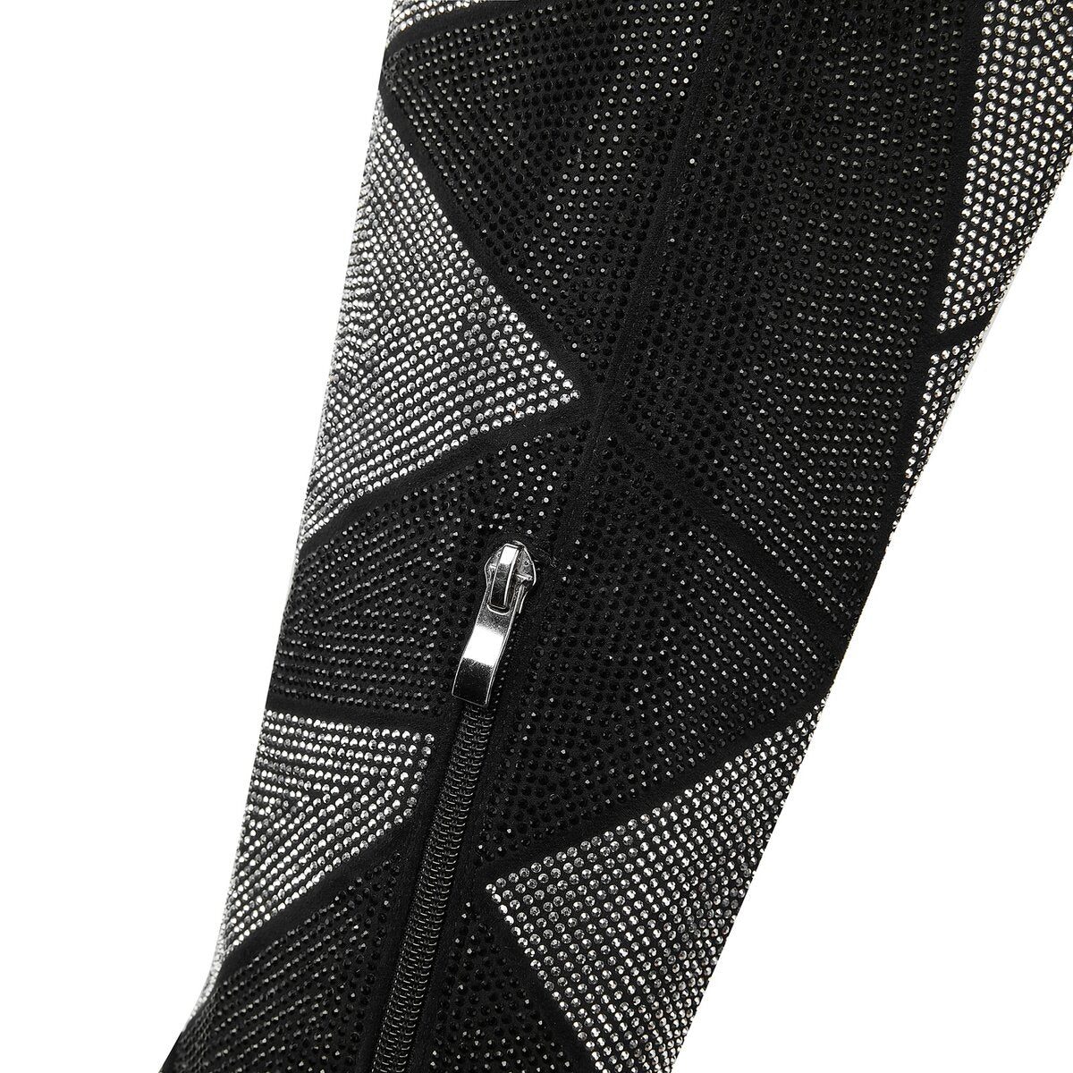 Geometric Crystal Embellished Western Knee High Boots