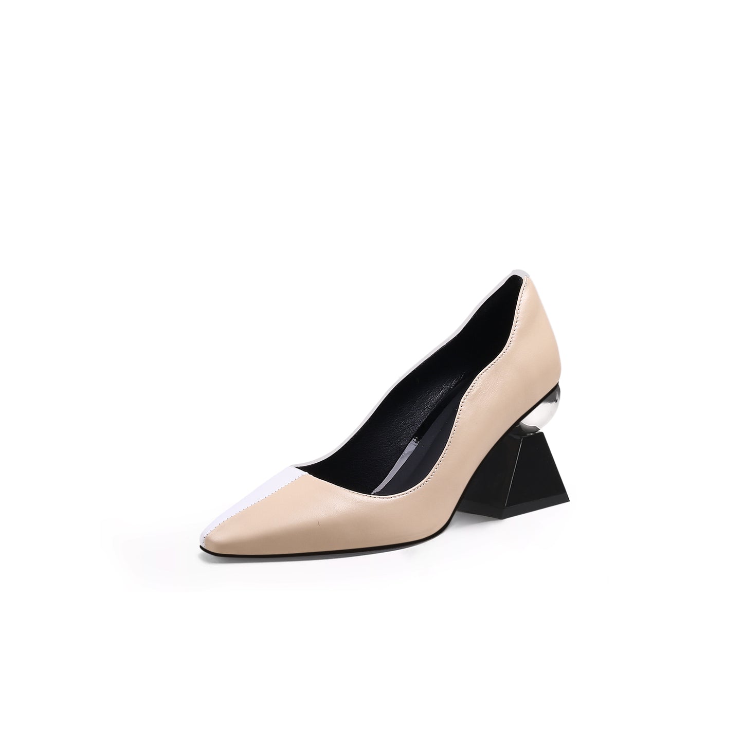 geometric heel scalloped leather pumps all apricot 2