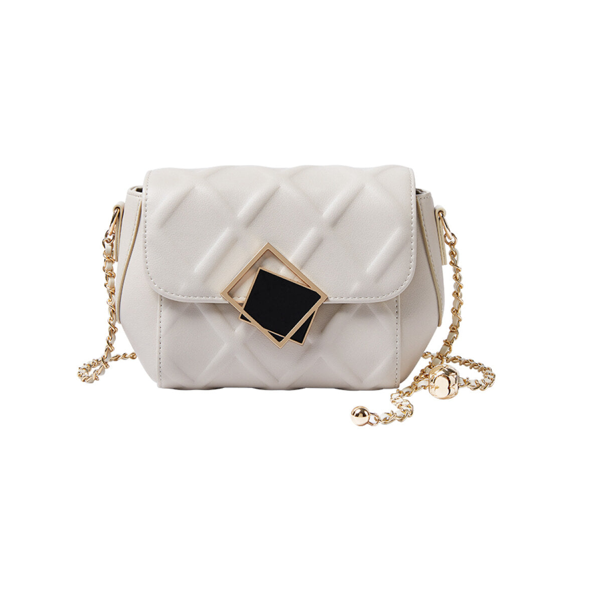 geometric lock quilted shoulder bag white 1