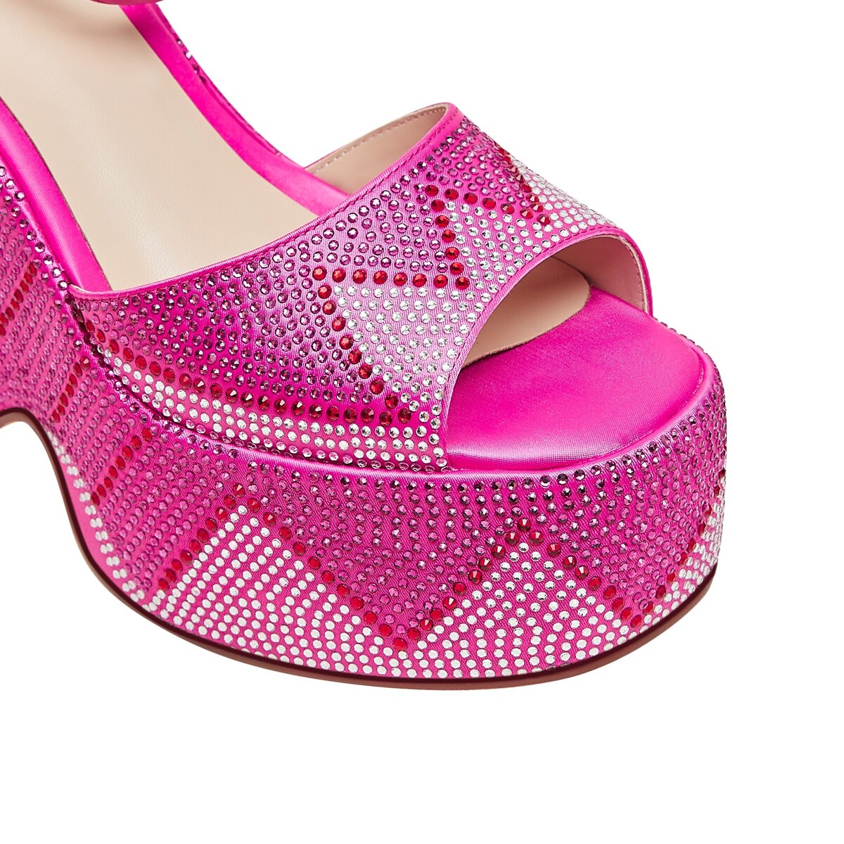 Geometric Rhinestone Wave Platform Wedge Sandals
