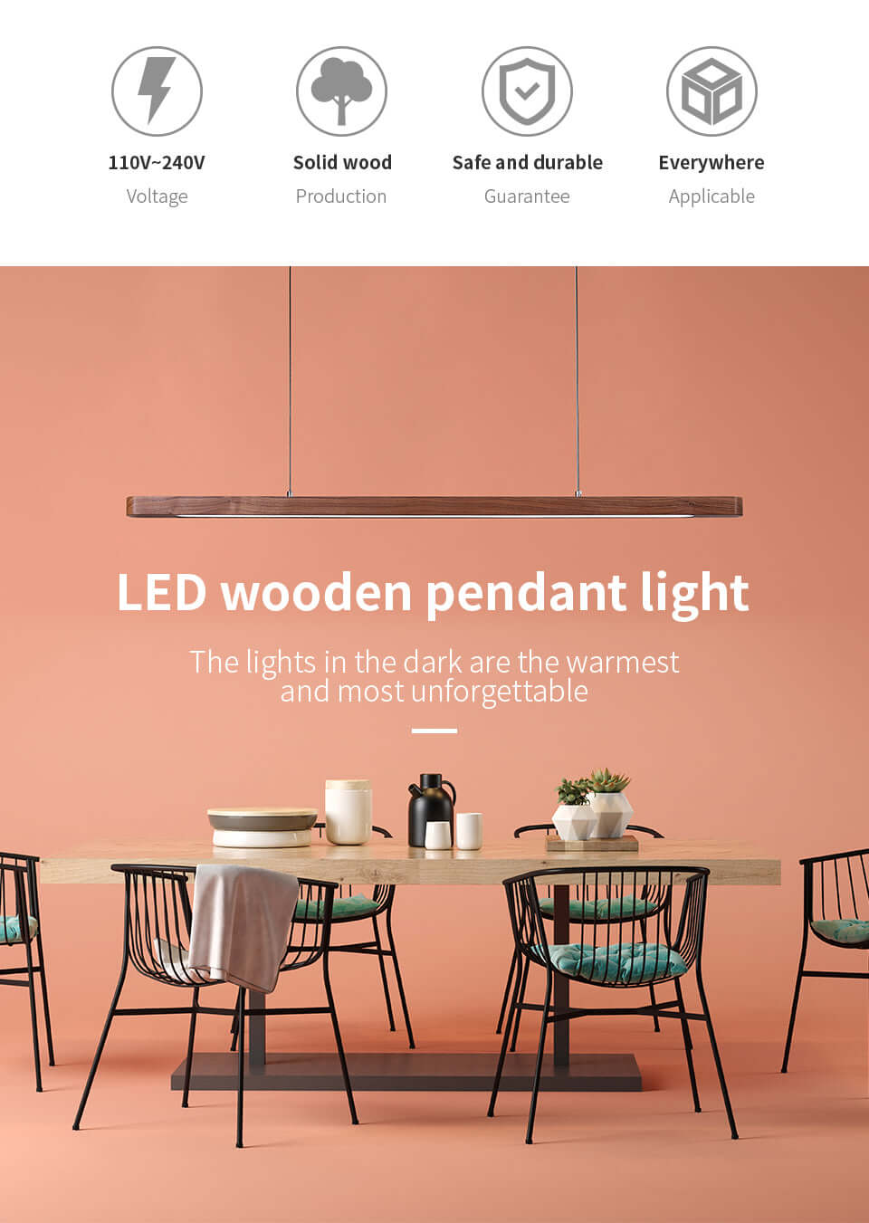 Geometric Solid Wood Tri Color Pendant Light