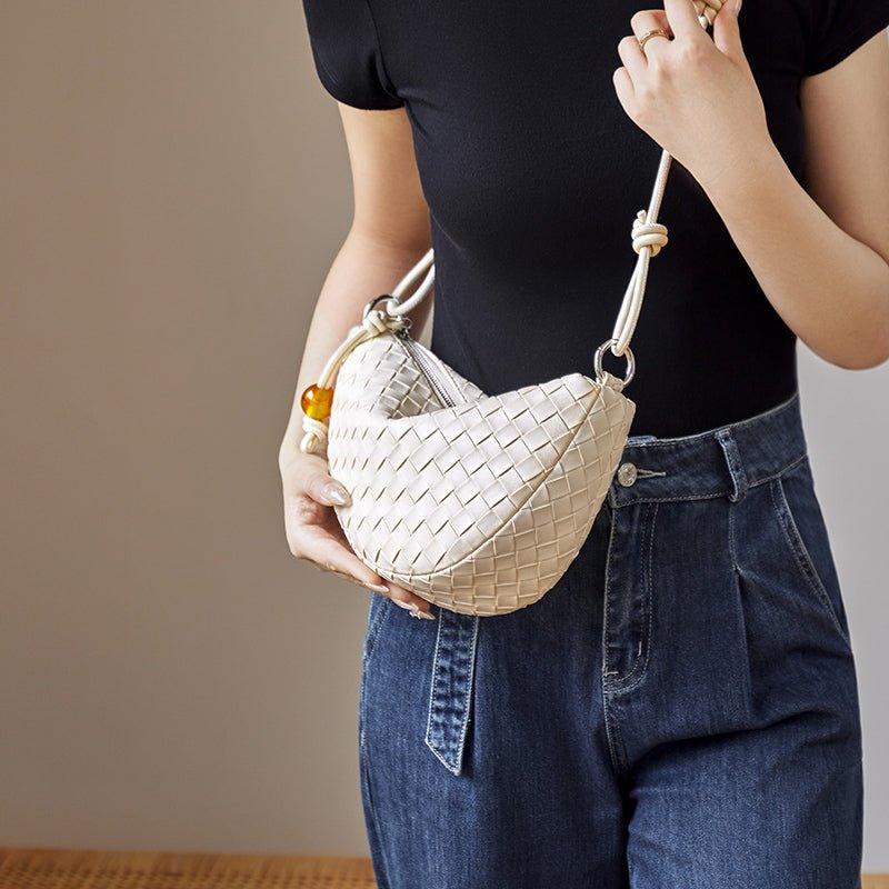Giovanna Woven Crescent Shoulder Bag