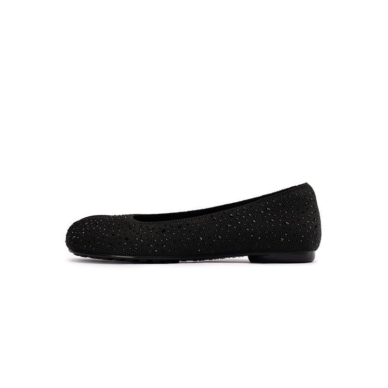 Glam Rhinestone Split Toe Flats – Seamless Knit Ballet Shoes