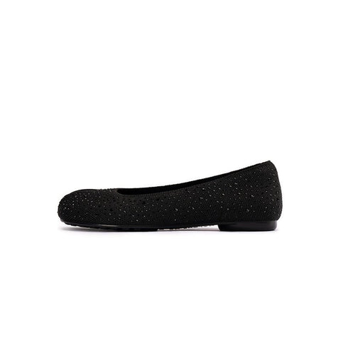 Glam Rhinestone Split Toe Flats – Seamless Knit Ballet Shoes