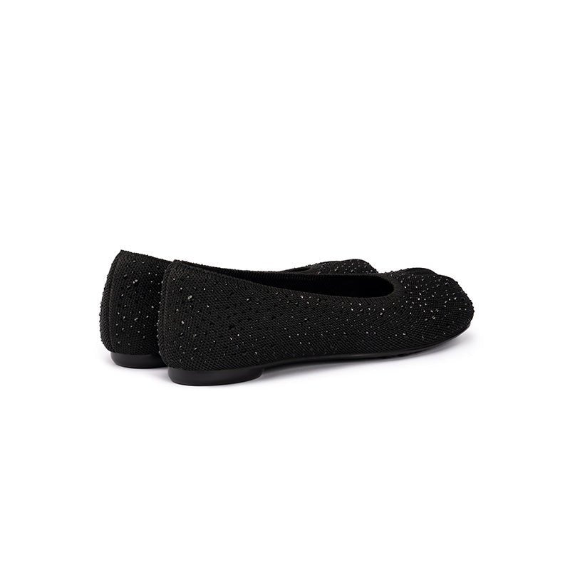 Glam Rhinestone Split Toe Flats – Seamless Knit Ballet Shoes