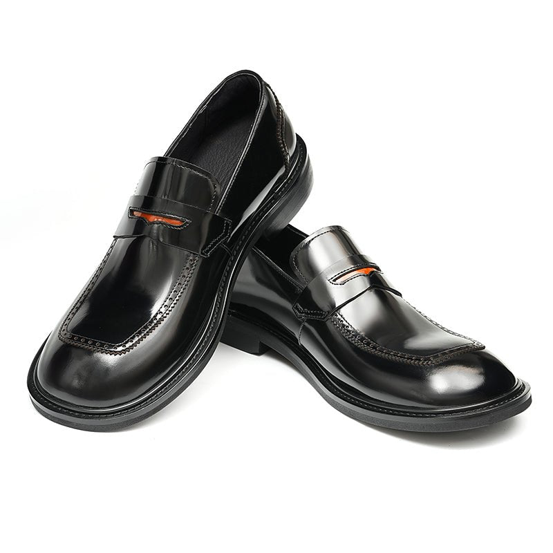 Glossy Calfskin Contemporary Penny Loafers for Men - 0cm