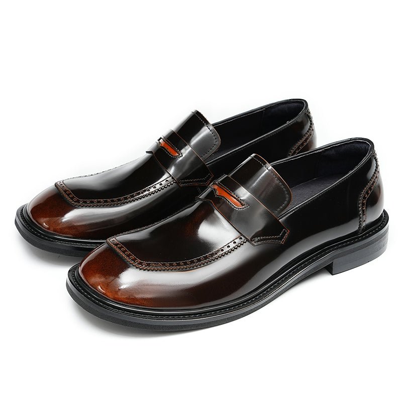 Glossy Calfskin Contemporary Penny Loafers for Men - 0cm