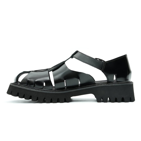 Glossy Calfskin Modern Roman Sandals for Men