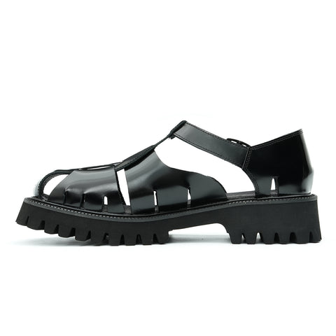 Glossy Calfskin Modern Roman Sandals for Men