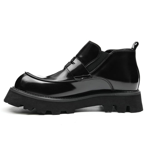 Glossy Calfskin Refined Toe Chelsea Boots for Men - 0cm