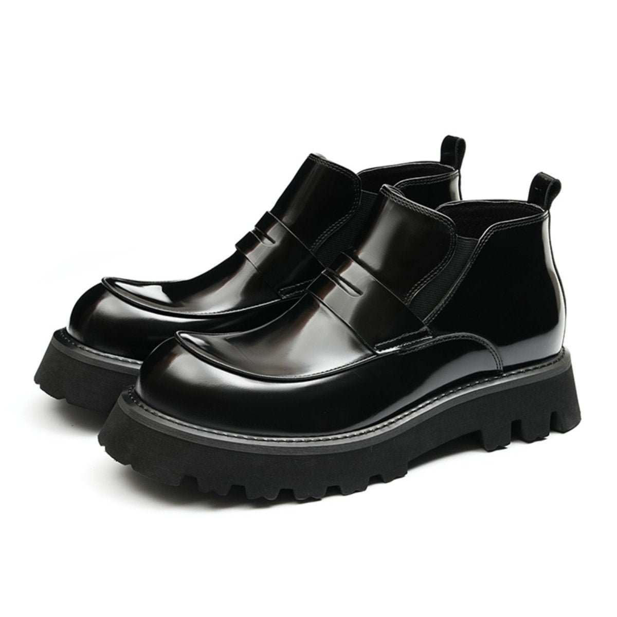 Glossy Calfskin Refined Toe Chelsea Boots for Men - 0cm