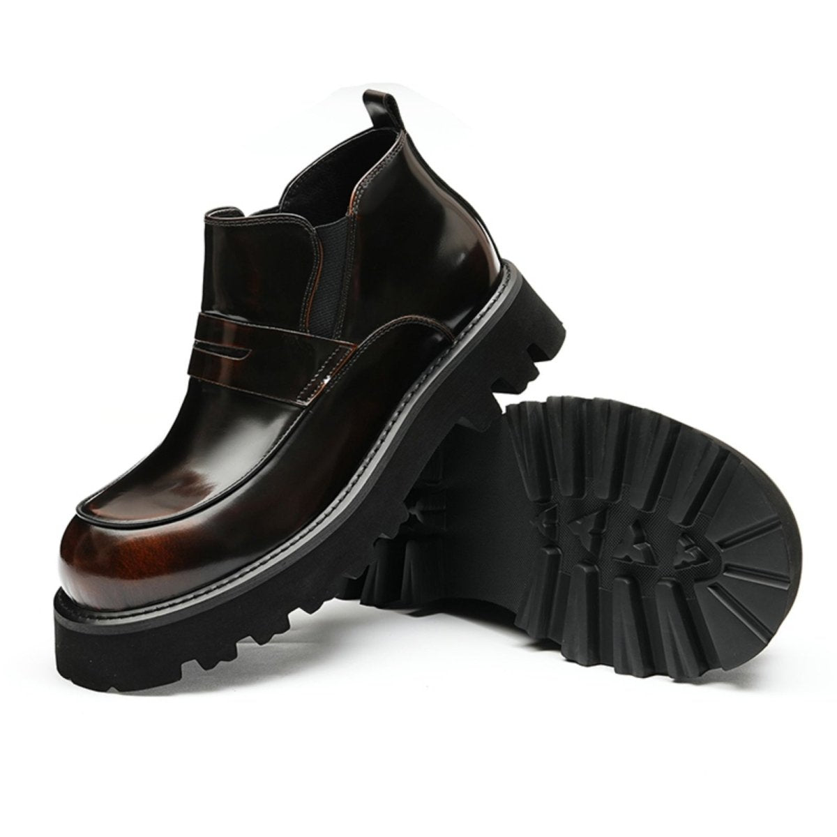Glossy Calfskin Refined Toe Chelsea Boots for Men - 0cm