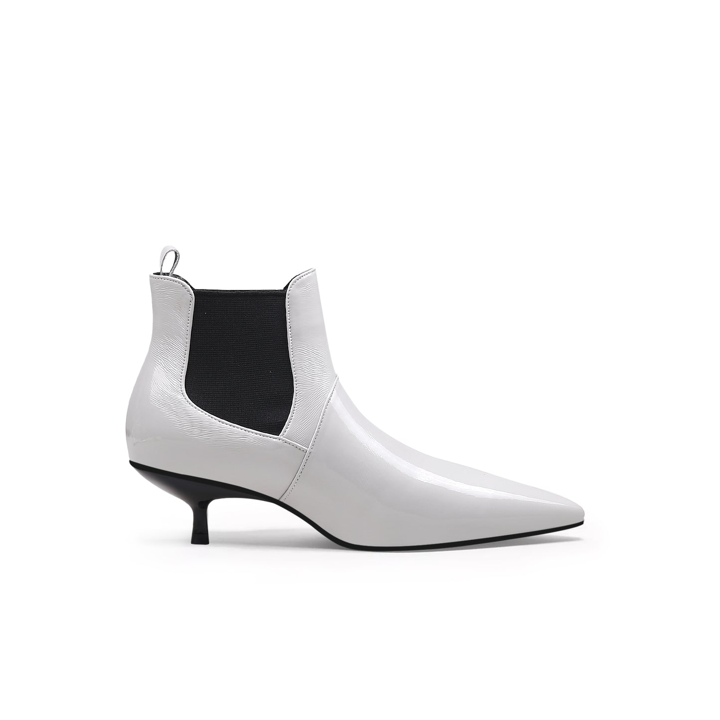 glossy leather kitten heel ankle boots all ash 3