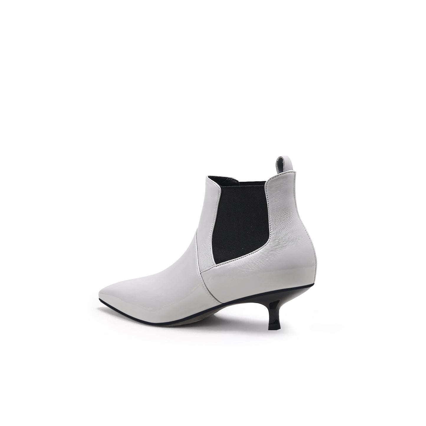 glossy leather kitten heel ankle boots all ash 4