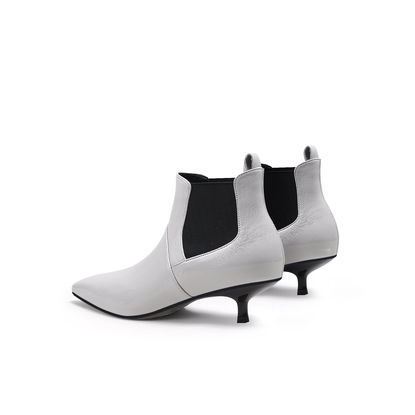 glossy leather kitten heel ankle boots all ash 5