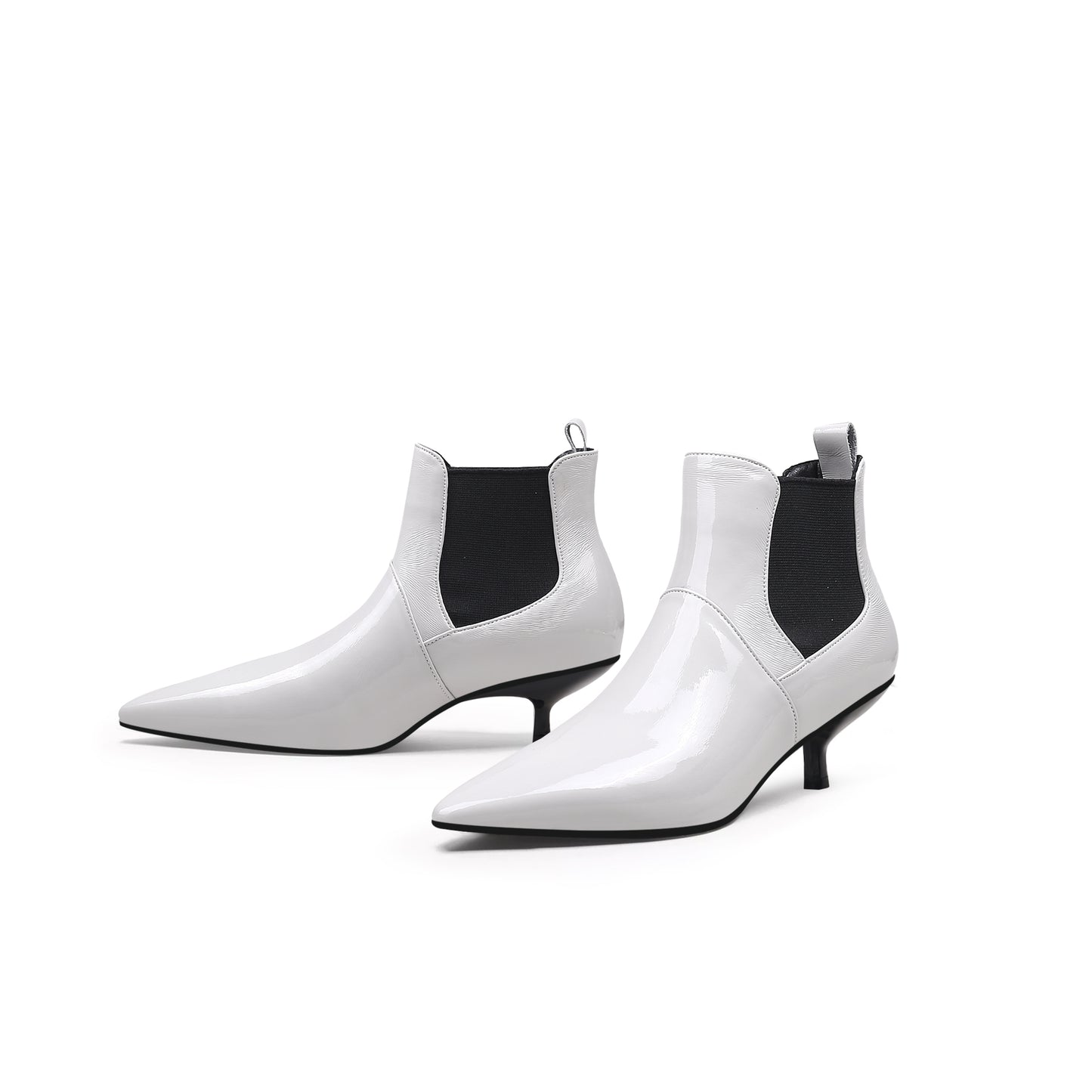 glossy leather kitten heel ankle boots all ash 6