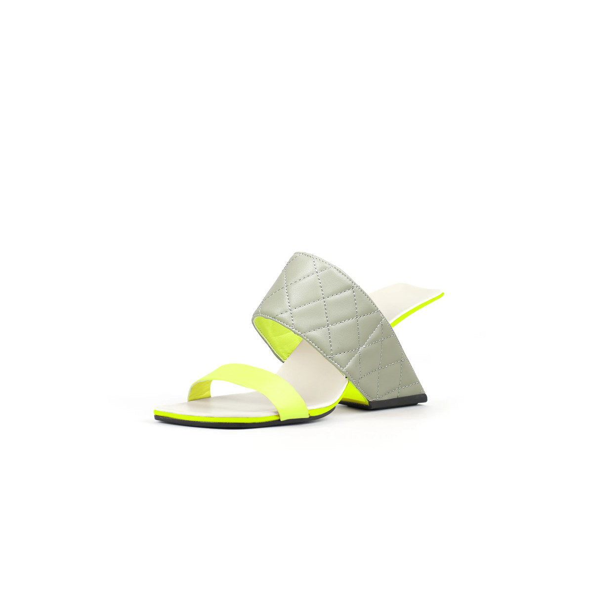 glossy neon leather wedge heels all yellow 2