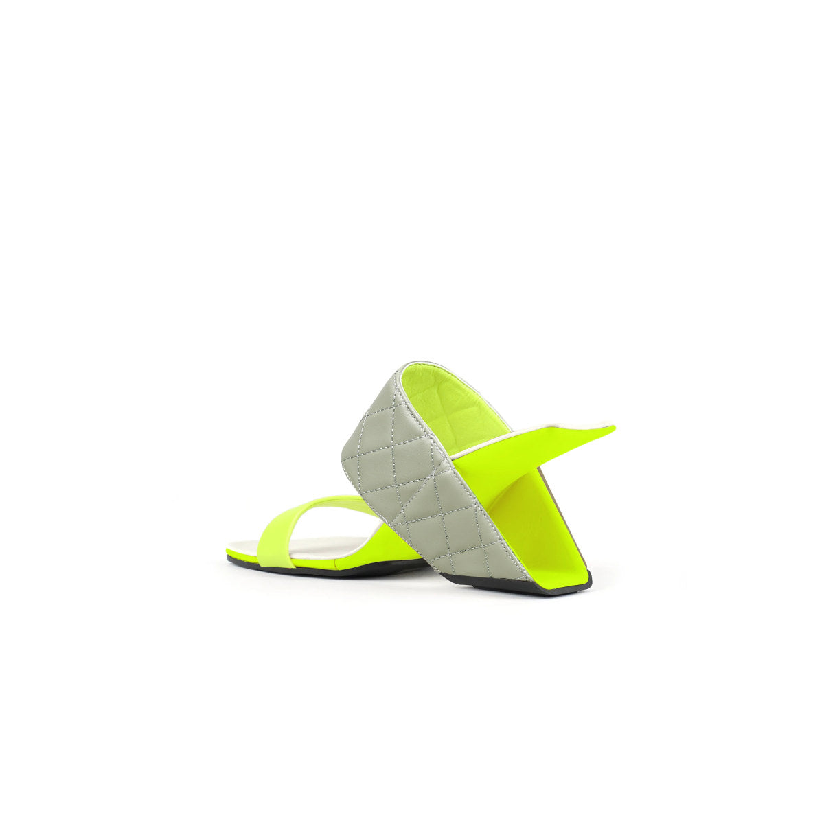 glossy neon leather wedge heels all yellow 4