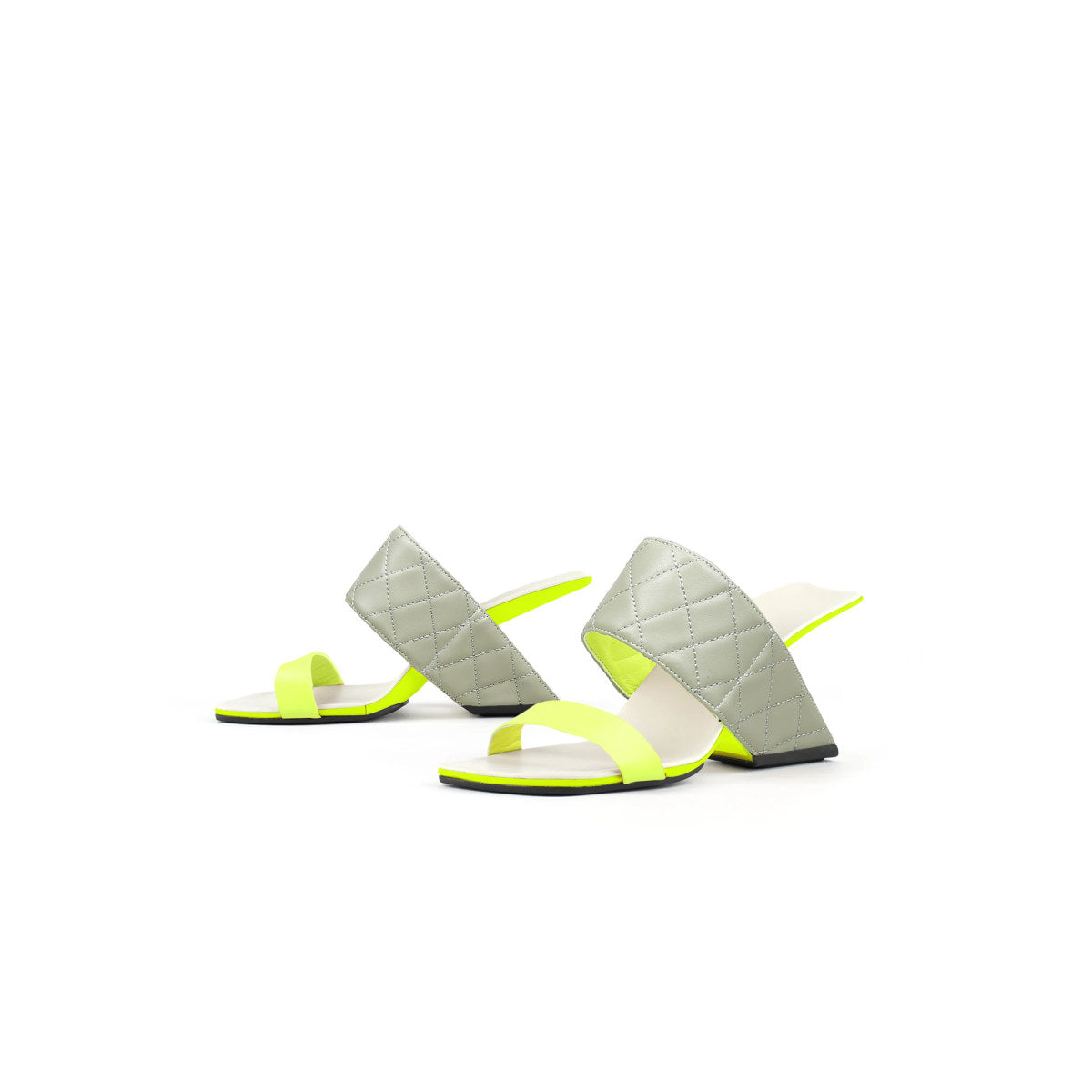 glossy neon leather wedge heels all yellow 5