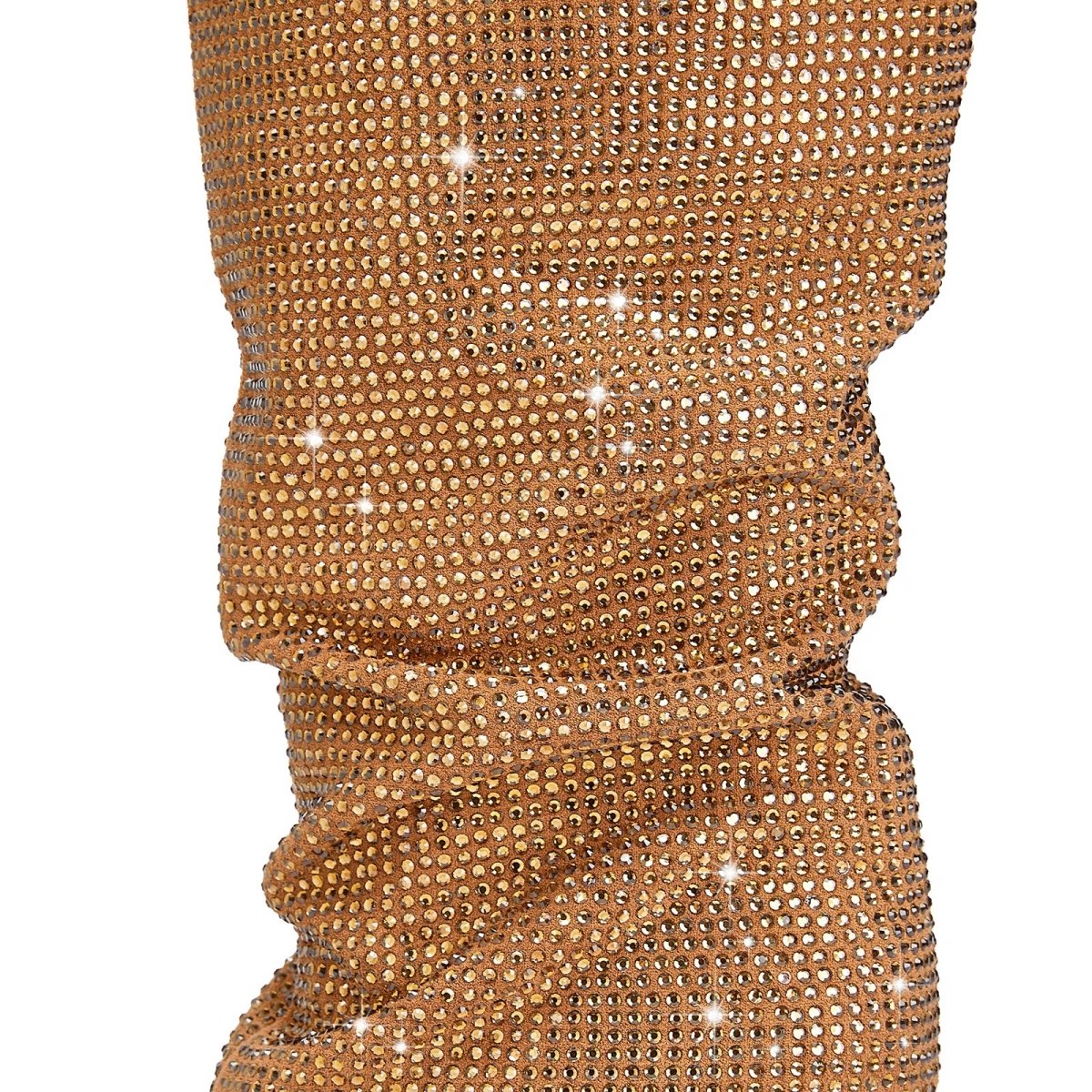 Gold and Silver Embellished Pointed Toe Knee High Boots - 0cm