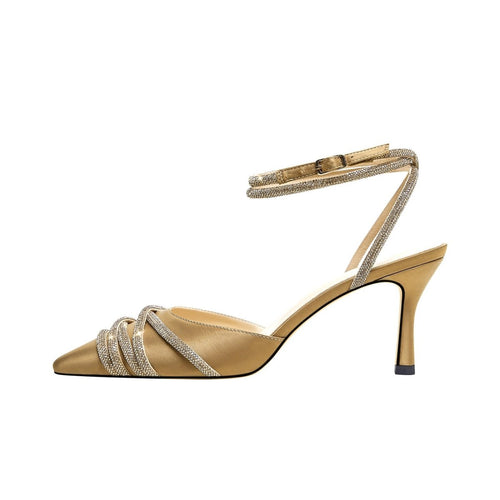 Gold Rhinestone Wrap Around Sandals - 0cm