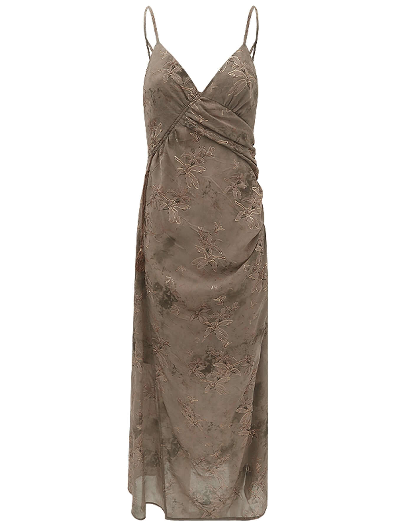 golden brown tea steep floral chiffon cami dress all brown 4