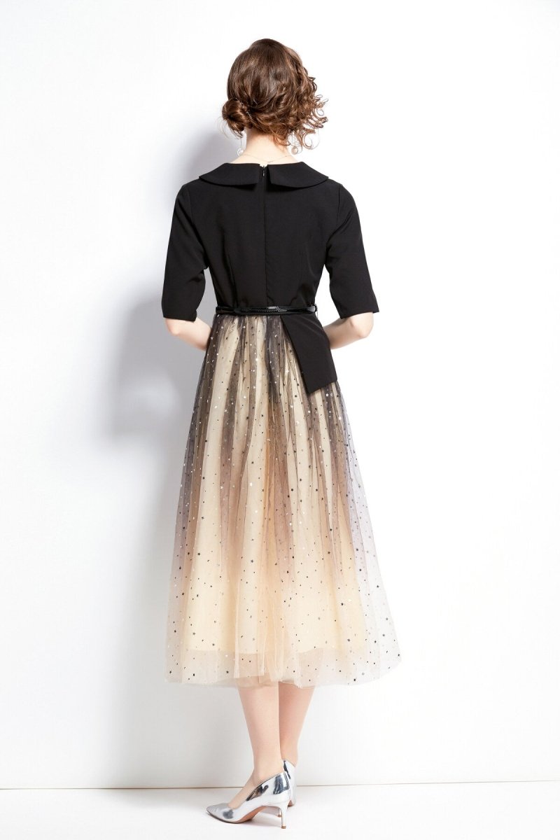 gradient champagne formal evening dress all black 4
