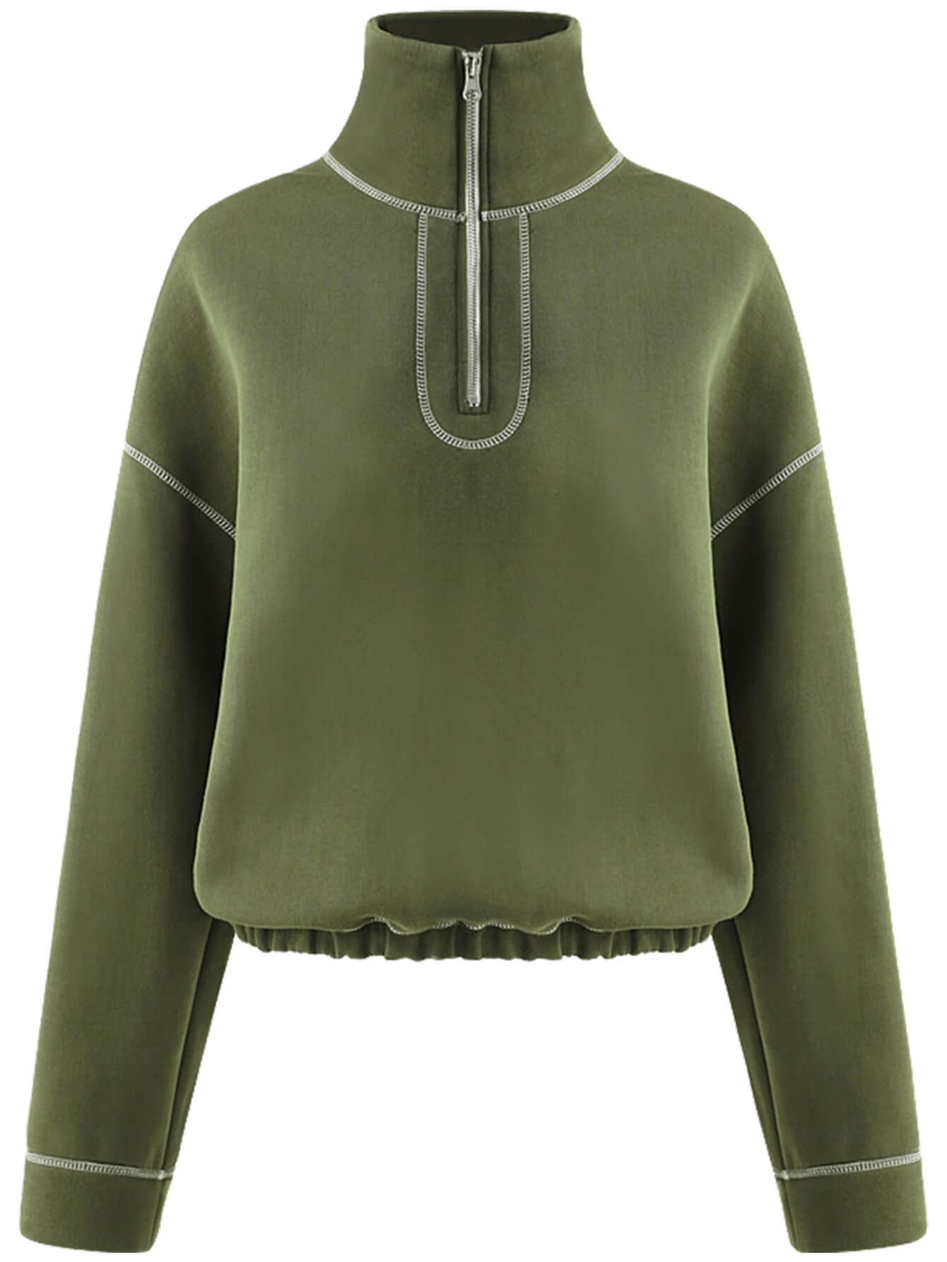 graphic trim zip up green sweater all green 5