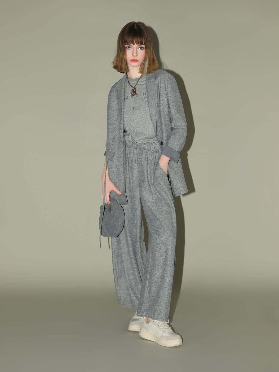 Grey Oversized Belted Blazer - 0cm