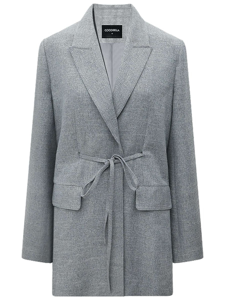 Grey Oversized Belted Blazer - 0cm