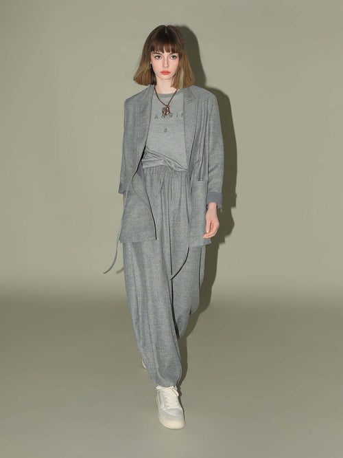 grey oversized belted blazer all grey 1