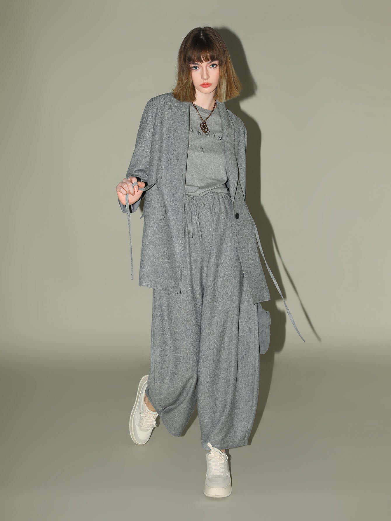 grey oversized belted blazer all grey 2