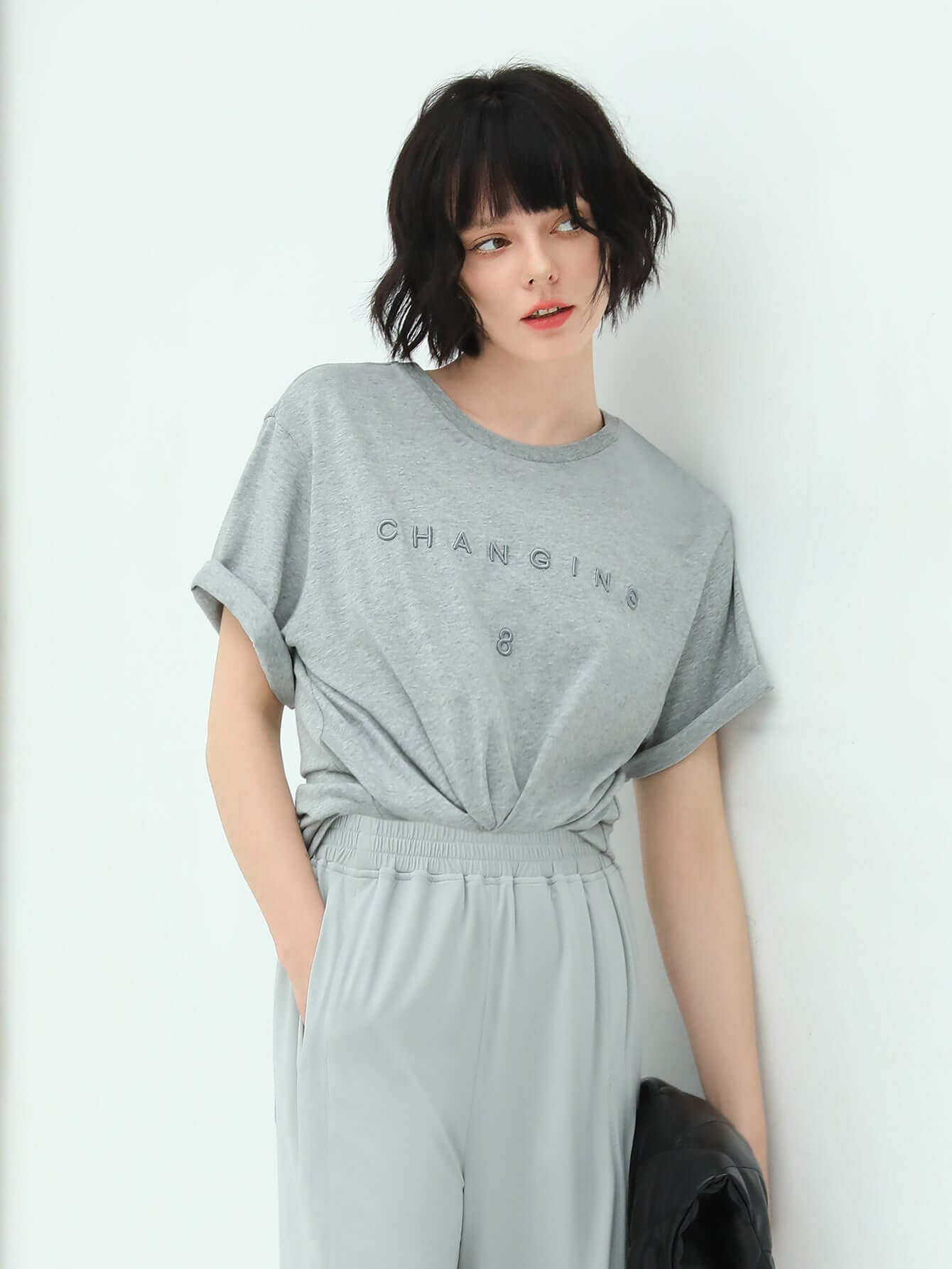 grey short sleeve 3d printed t shirt all grey 2