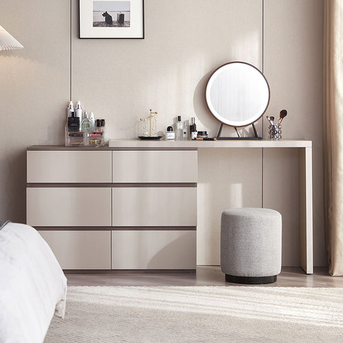 grey vanity table set with mirror stool single grey 1