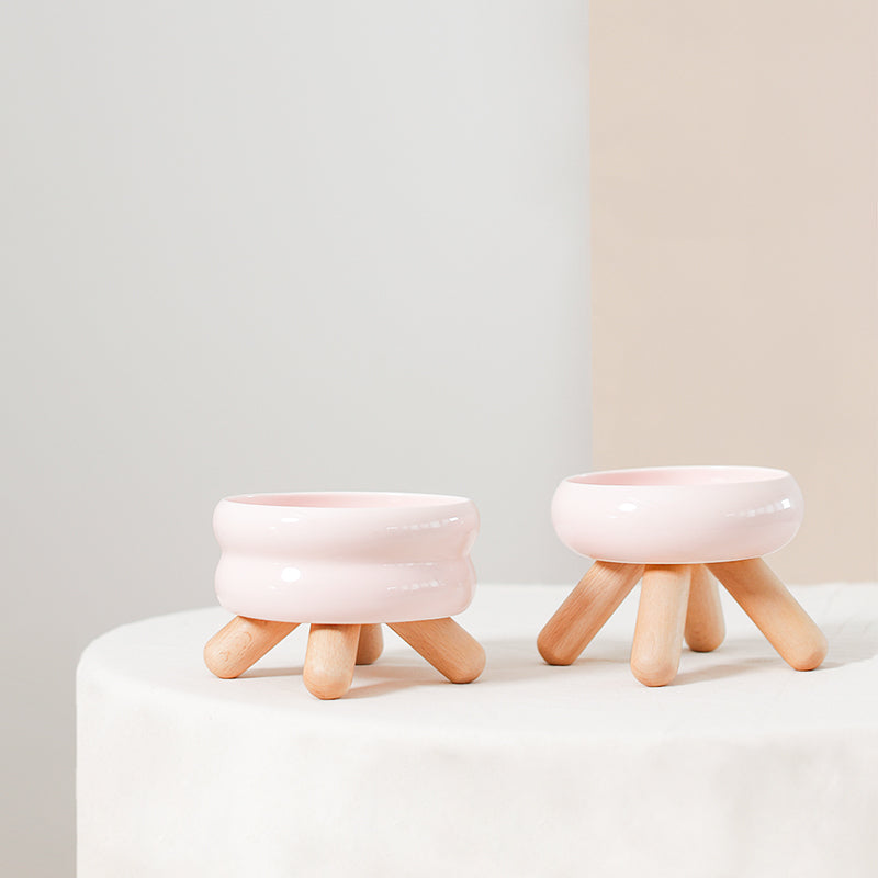 gulu ceramic pet water bowl pink 1