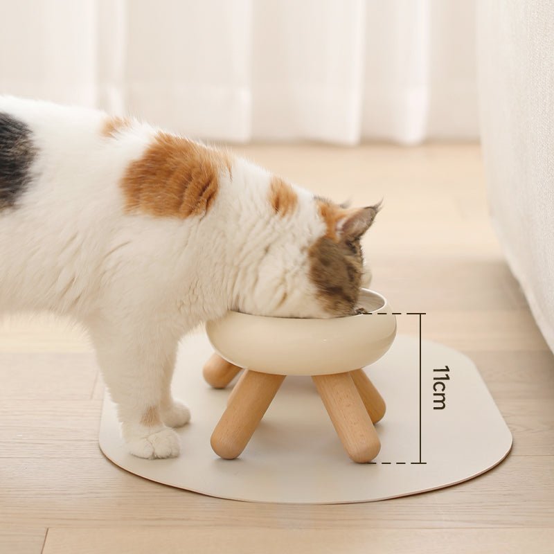 Gulu Elevated Ceramic Pet Food Bowl with Wooden Stand