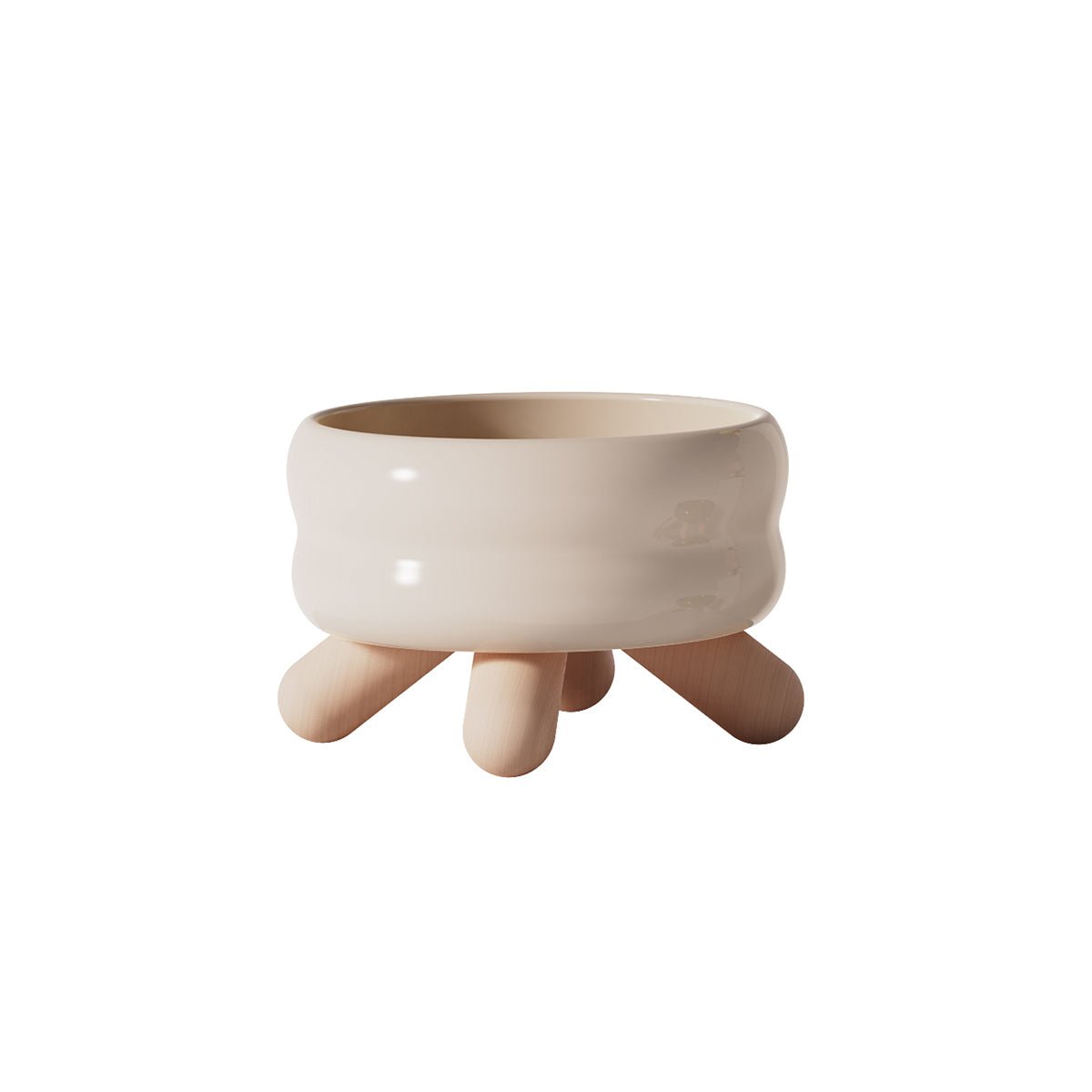 Gulu Elevated Ceramic Pet Water Bowl with Wooden Stand