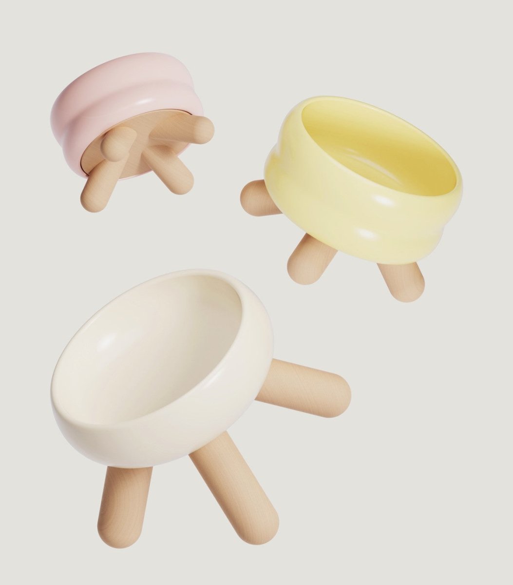Gulu Elevated Ceramic Pet Water Bowl with Wooden Stand