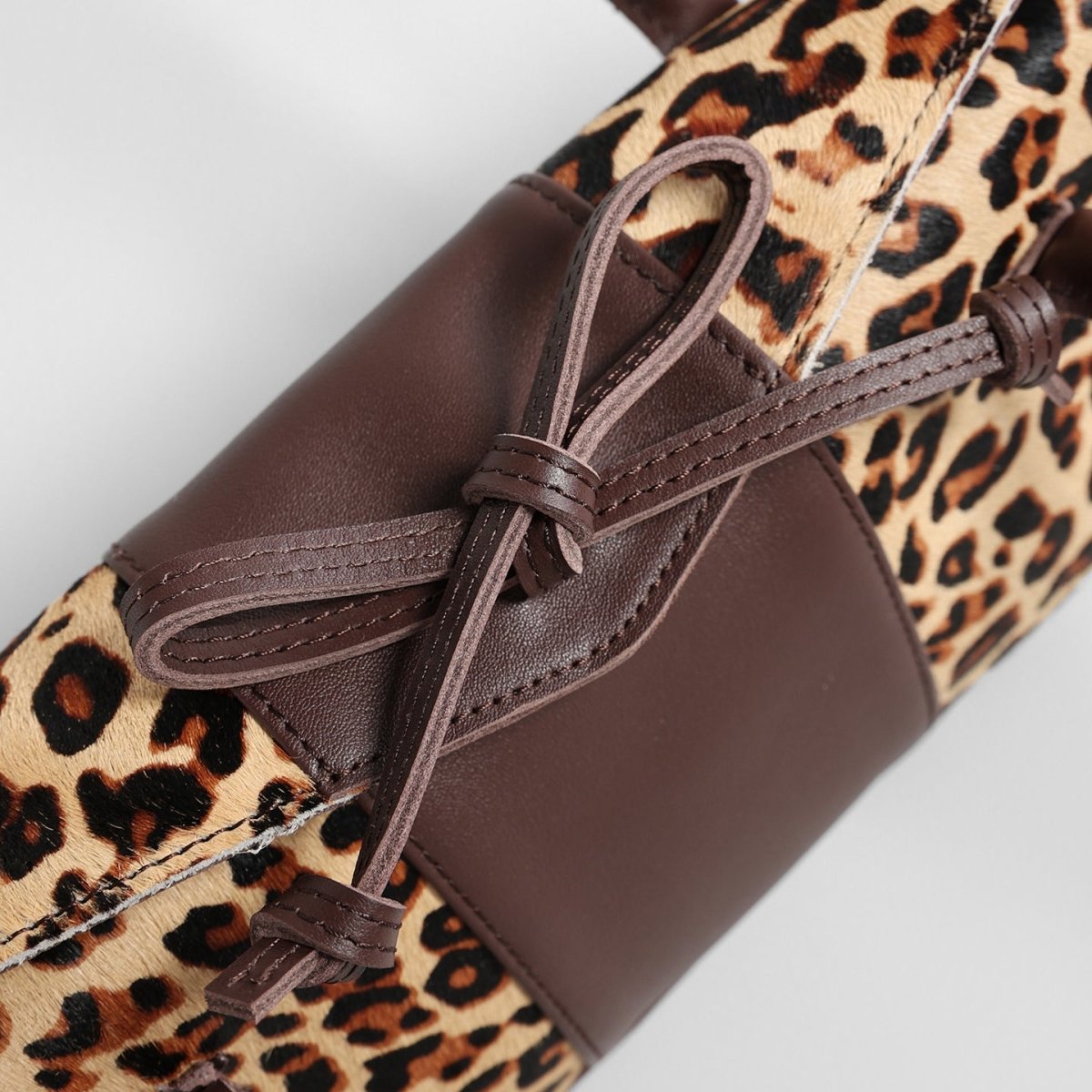 Hair-On Leather East-West Shoulder Bag – Bow Detail Long Handle Bag with Charm