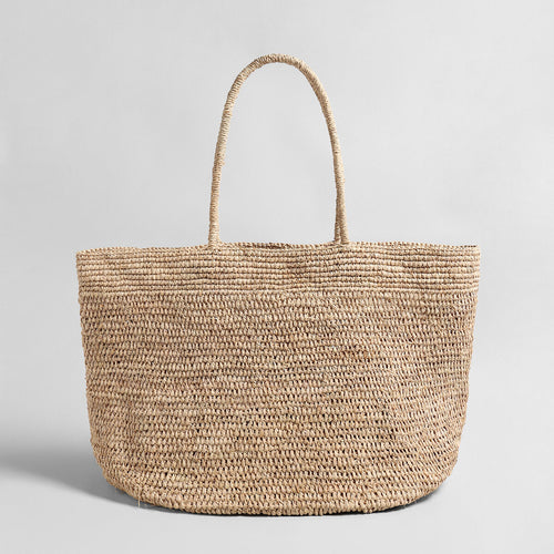 Hand-Woven Natural Straw Beach Tote – Artisanal Market Basket Shoulder Bag