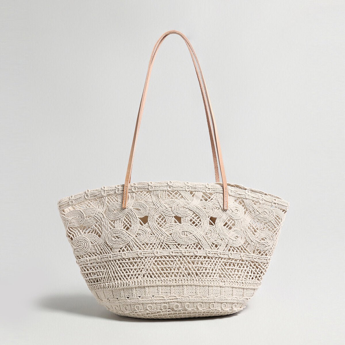 Handcrafted Multi-Pattern Macramé Tote – Large Capacity Vacation Shoulder Bag